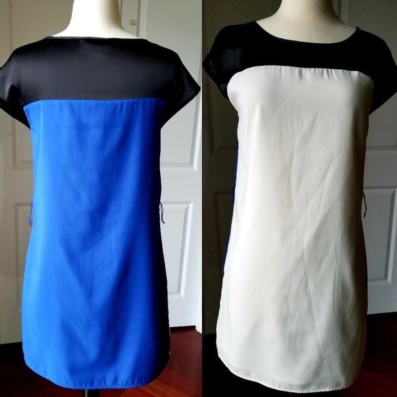 Express Colorblock white and blue Shirt Dress - Picture 4 of 8